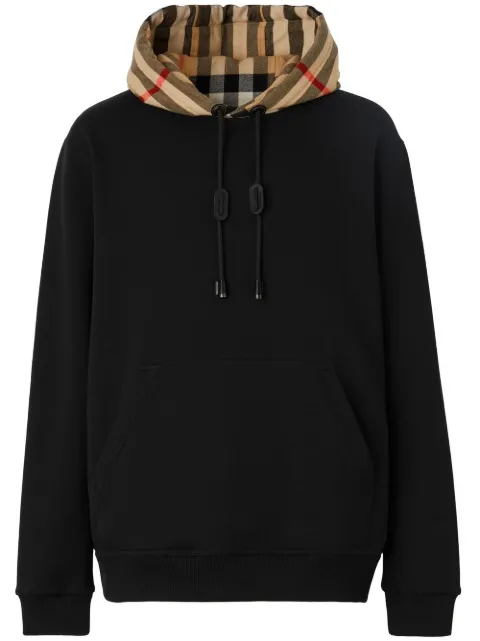Burberry Check-hood cotton hoodie Black 8058117