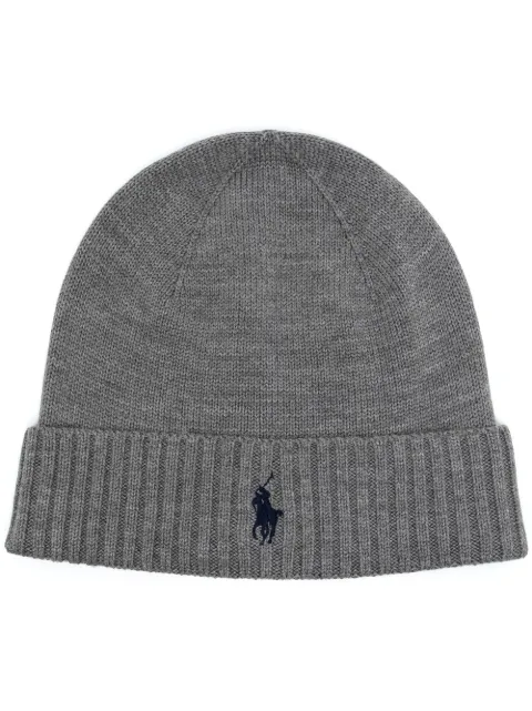 Polo Ralph Lauren embroidered-logo ribbed beanie Grey 710886137003