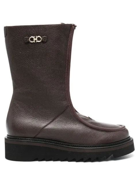 Ferragamo Gancini-plaque ankle boots Brown 756802