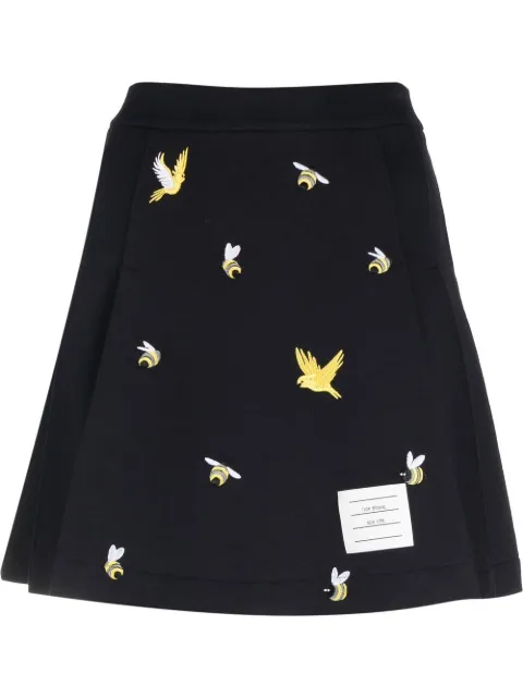 Thom Browne embroidered A-line skirt Blue FJK087E06931