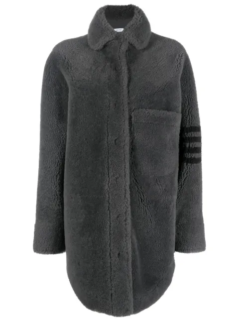 Thom Browne 4-Bar stripe shearling jacket Grey FDSD74C02821