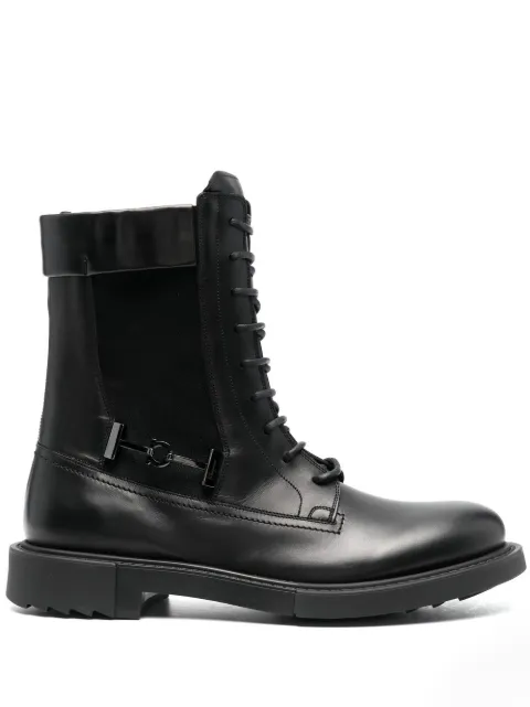 Ferragamo lace-up leather biker boots Black 756557