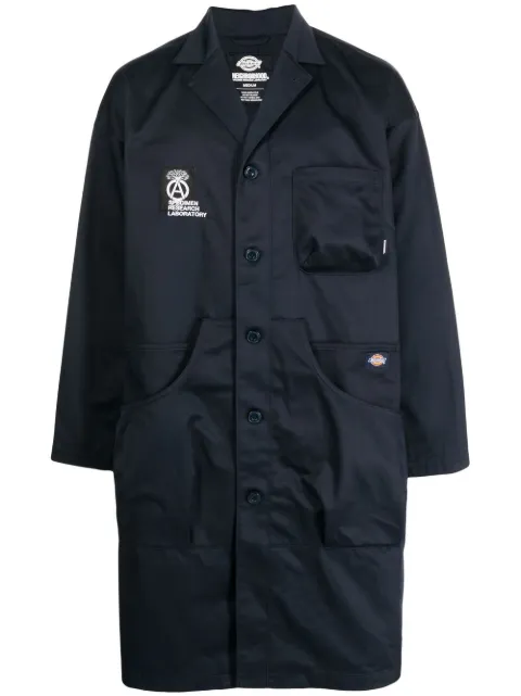 Neighborhood logo-patch single-breasted coat Blue 221EVDKNJKM01