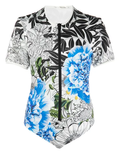 Mary Katrantzou floral print short-sleeve one-piece Blue MM3S103