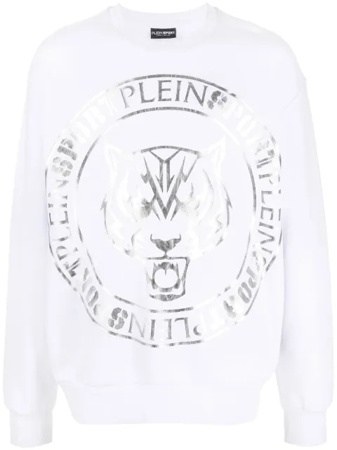 Plein Sport tiger-head logo-print sweatshirt White FABCMJO0894PJO002N