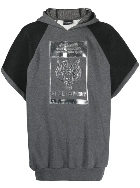 Plein Sport graphic-print short-sleeve hoodie Black FABCMJB2754PJO002N