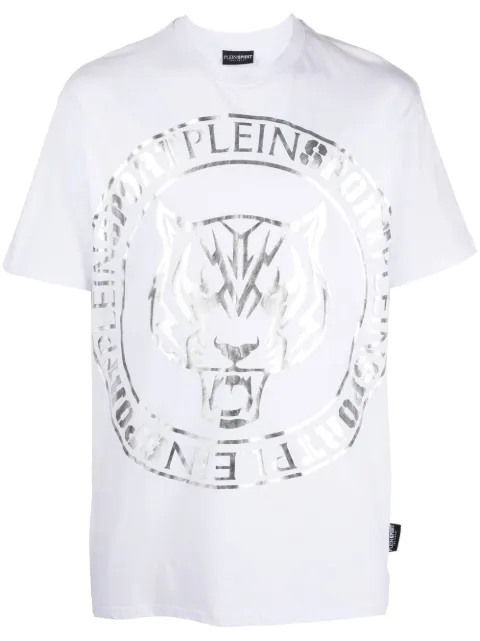 Plein Sport tiger-head logo-print T-shirt White FABCMTK5733PJY002N