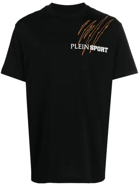 Plein Sport Scratch logo-print T-shirt Black AABCUTK0224SJY001N