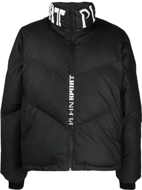 Plein Sport logo-print puffer jacket Black AABCMRB2060SXV005N