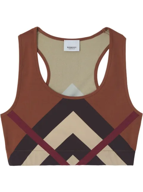 Burberry Chevron Check-print cropped vest top Brown 8055258