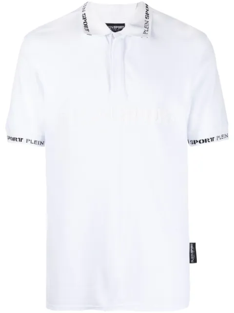 Plein Sport logo-print short-sleeve polo shirt White FABCMTK5754PTE003N