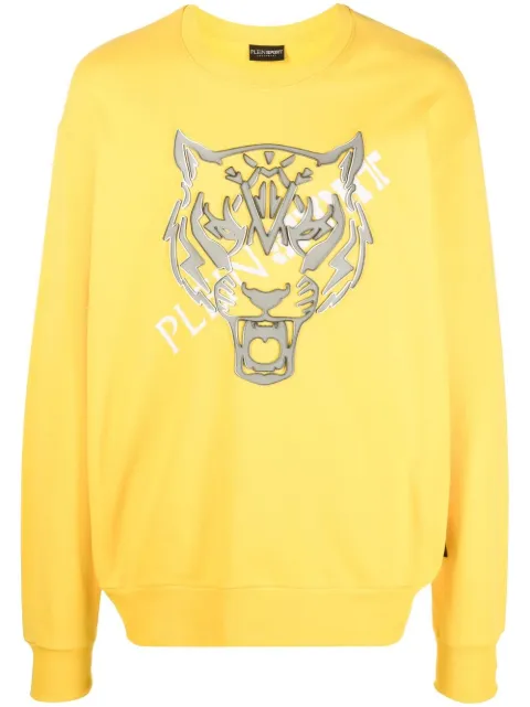 Plein Sport tiger-head long-sleeve sweatshirt Yellow FABCMJO0896PJO002N