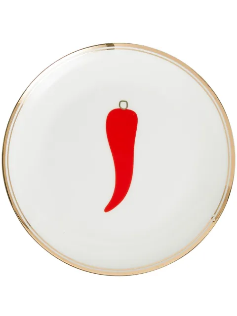 Bitossi Home chilli-pepper printed plates (set of 6) White FTB50034