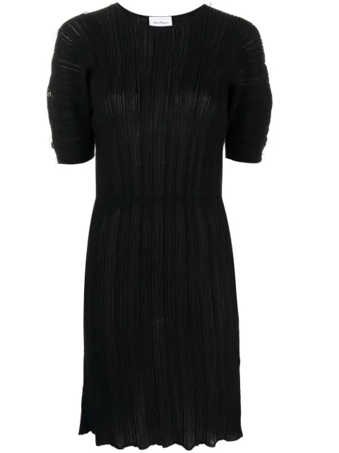Ferragamo micro-pleated midi dress Black 756297