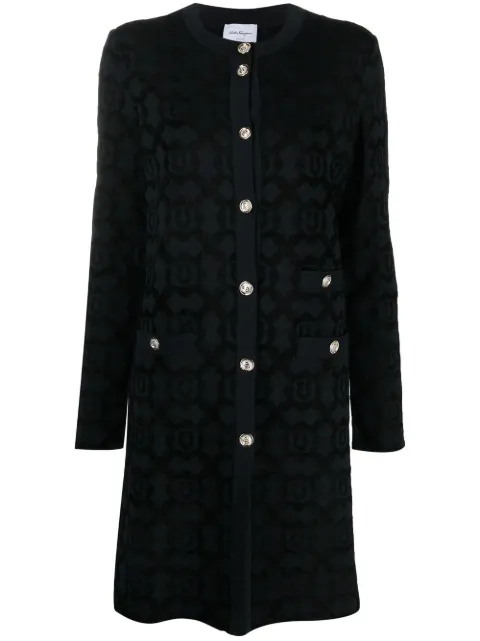 Ferragamo fitted single-breasted Gancini coat Black 754130
