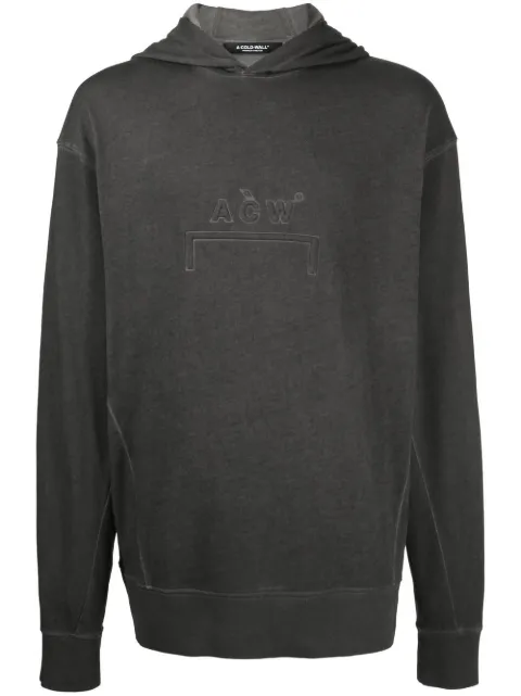A-COLD-WALL* embossed-logo long-sleeve hoodie Grey ACWMW064