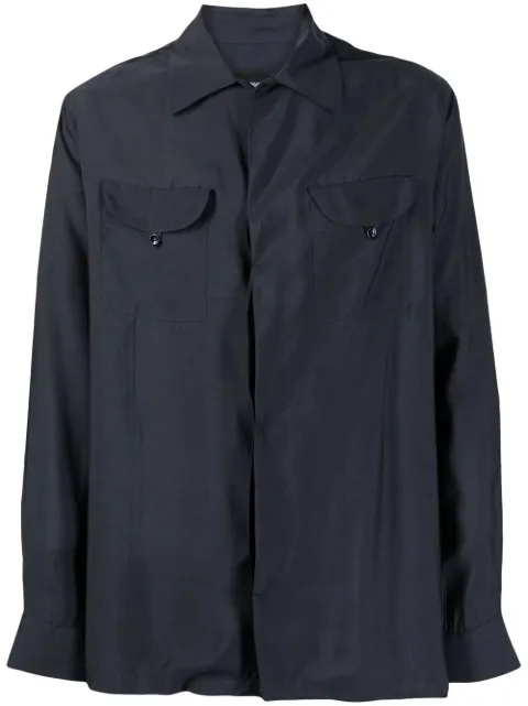 Giorgio Armani long-sleeve button-up shirt Blue 9SGCCZ11TZB04