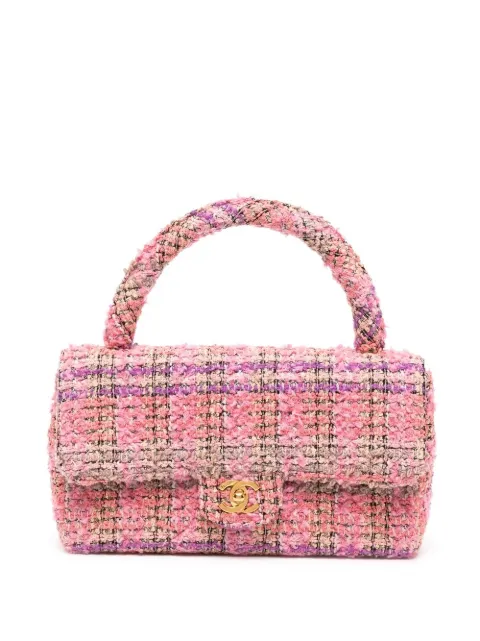 CHANEL Pre-Owned 1995 CC Turn-lock tweed top-handle bag Pink 3005195