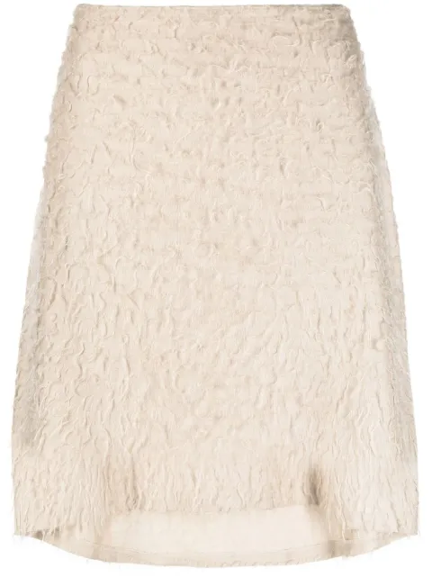 Helmut Lang Pre-Owned 2010s distressed-effect asymmetric skirt Neutrals HELA250AB