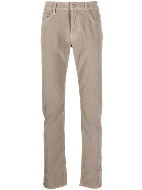 Jacob Cohën skinny-cut logo-patch trousers Neutrals UQE0436S3838