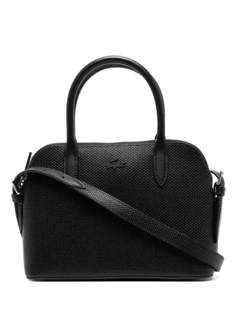 Lacoste Chantaco piqué leather mini tote bag Black NF3723KL