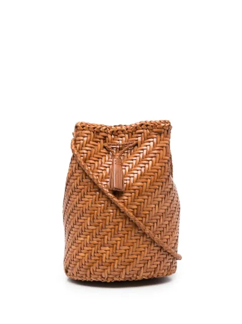 DRAGON DIFFUSION Pompom Double Jump woven bucket bag Brown 8838