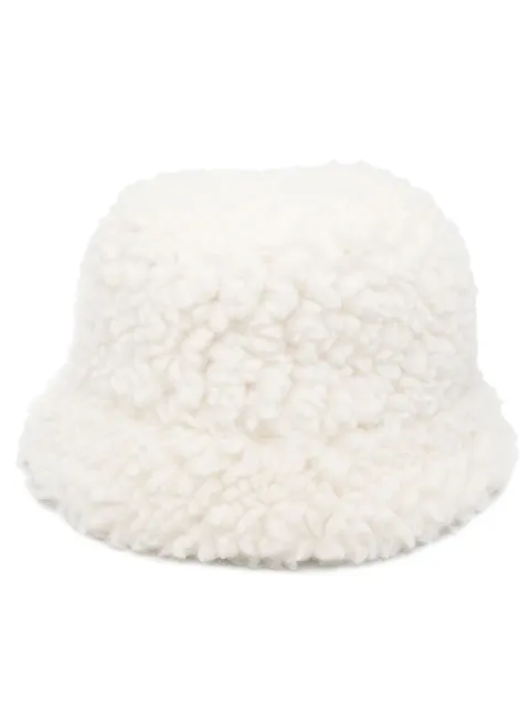 Prada logo-plaque wool-blend bucket hat White 1HC1372FLI