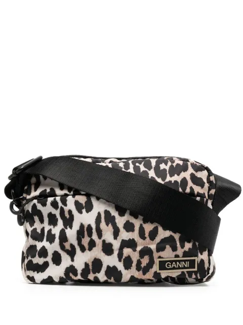 GANNI Festival leopard-print crossbody bag Black A4478