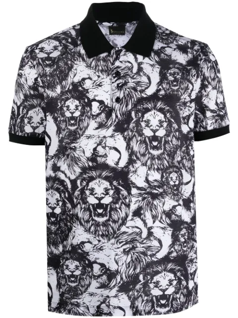 Billionaire all-over lion-print polo shirt White WABCMTK5586PTE003N