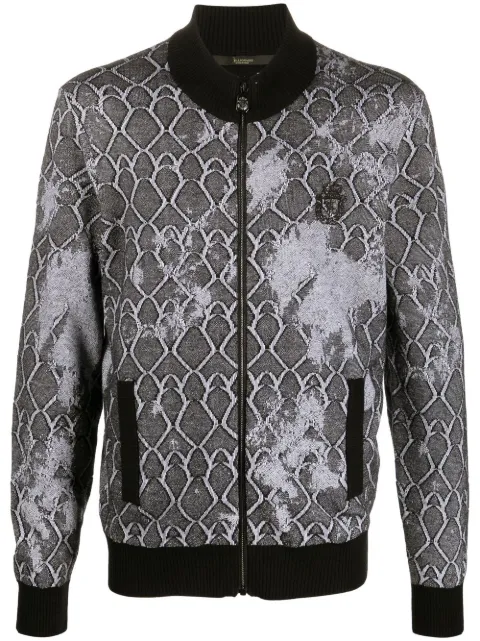 Billionaire embroidered logo-crest bomber jacket Black WABCMRB1945PTE003N