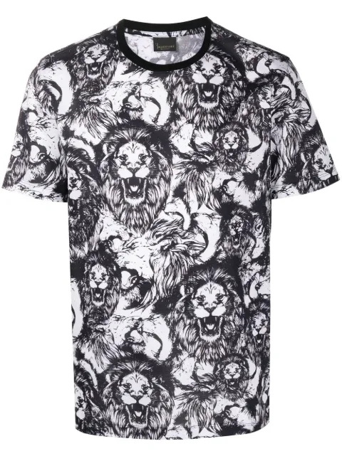 Billionaire lion print cotton T-shirt White WABCMTK5579PTE003N