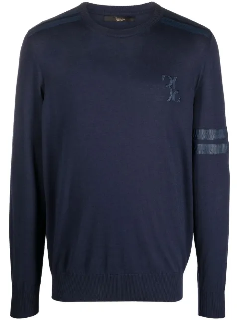 Billionaire snakeskin-effect fine-knit jumper Blue WABCMKO1130PKN002N