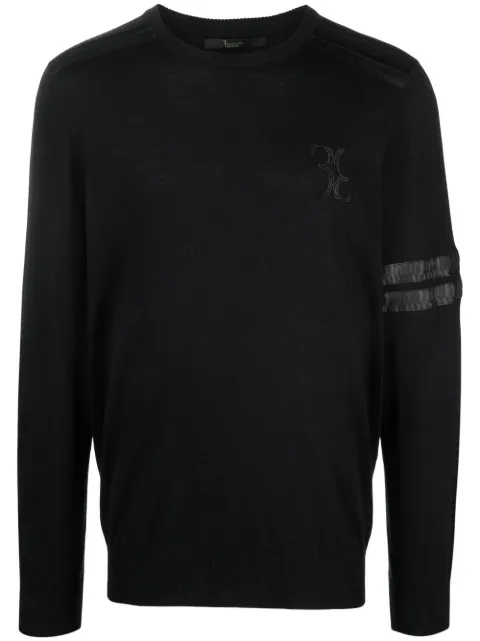 Billionaire snakeskin-effect fine-knit jumper Black WABCMKO1130PKN002N