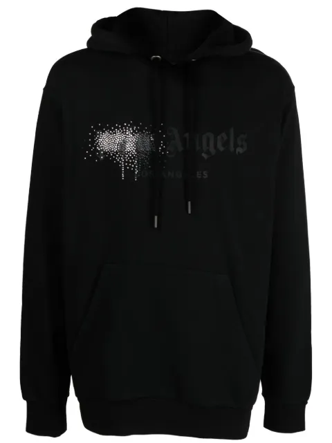 Palm Angels rhinestone-embellished logo print hoodie Black PMBB003F22FLE0011010