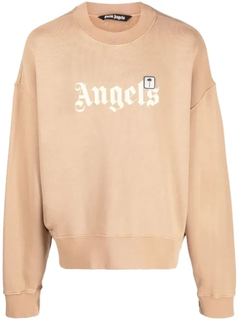 Palm Angels logo-print long-sleeve sweatshirt Neutrals PMBA026F22FLE0046410