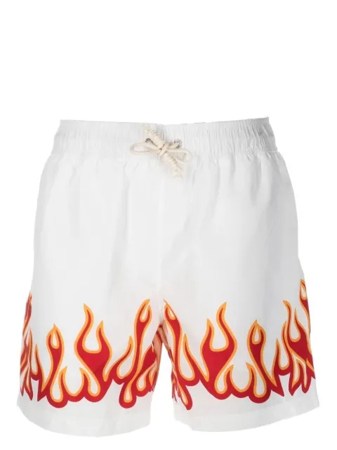 Palm Angels flame-print swim shorts White PMFA011F22FAB0010125