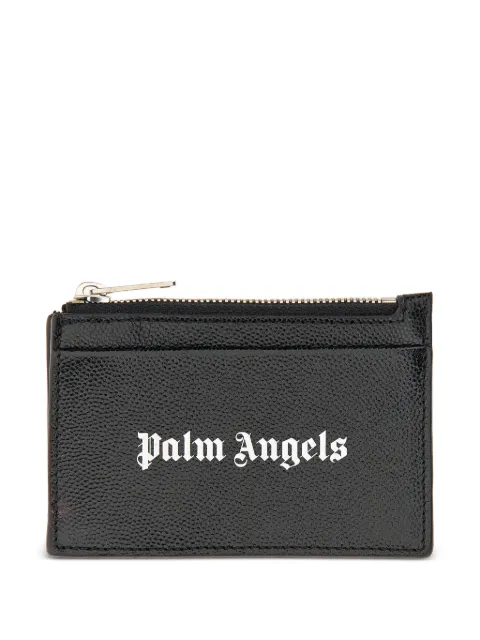 Palm Angels Gothic logo-print zipped cardholder Black PMND007F22LEA0021001