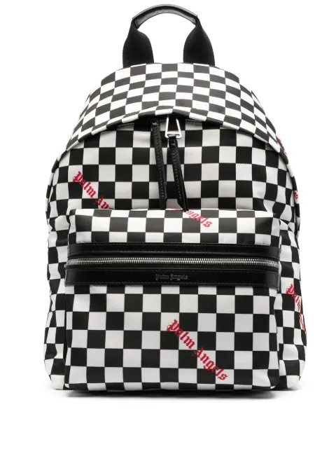 Palm Angels Damier check print backpack White PMNB015F22LEA0011001