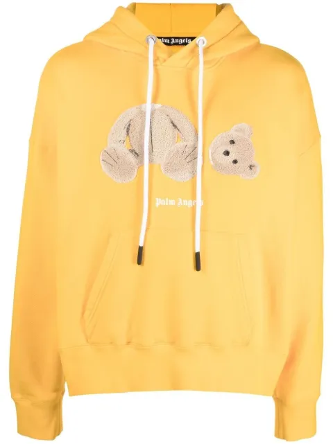 Palm Angels bear print hoodie Yellow PMBB058F22FLE0081660