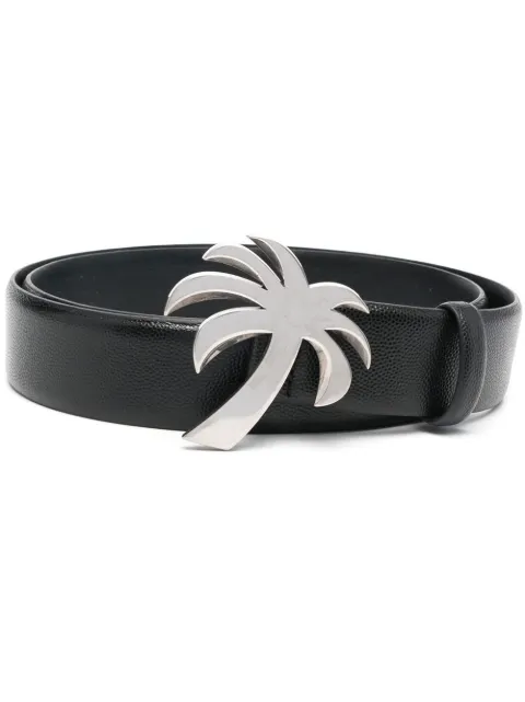 Palm Angels Palm Tree-buckle leather belt Black PMRB020F22LEA0011072