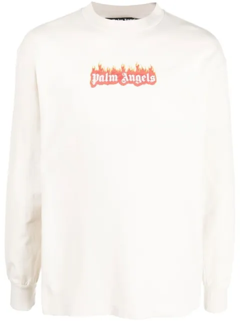 Palm Angels logo-print crew neck sweatshirt White PMAB002F22JER0020310