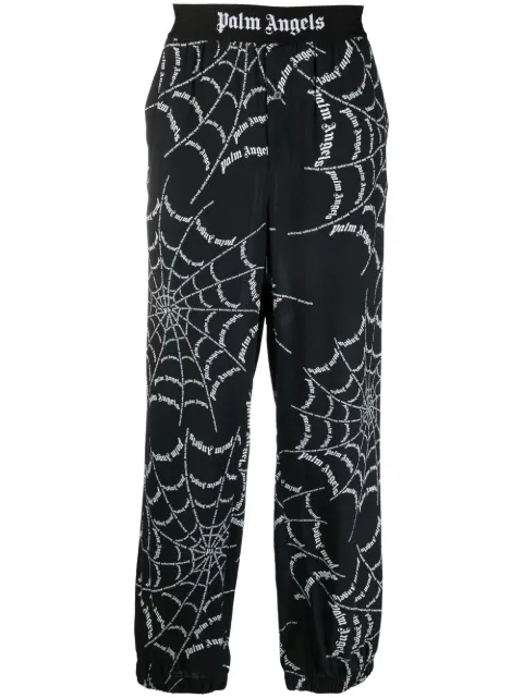 Palm Angels spider web print track pants Black PMCA122F22FAB0051001