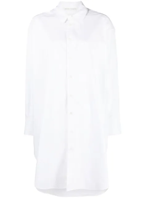 Palm Angels rhinestone logo shirt dress White PWDB122F22FAB0010172