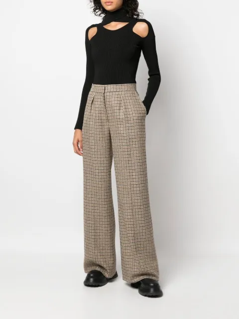 Palm Angels checked wide-leg trousers Brown PWCA094F22FAB0016104