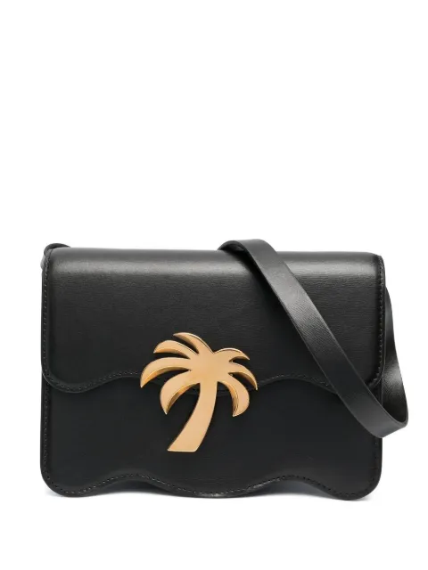 Palm Angels palm-motif leather shoulder bag Black PWNQ008F22LEA001