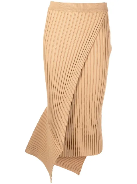 Stella McCartney asymmetric ribbed-knit wrap skirt Brown 6K01463S2339