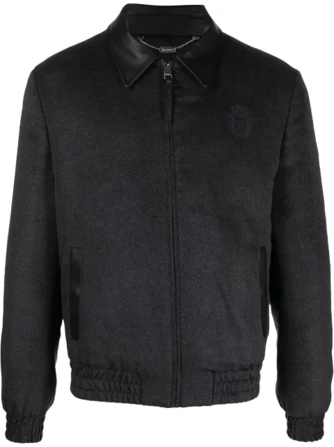 Billionaire crest-print silk bomber jacket Grey WABCMRB1951PTE028N