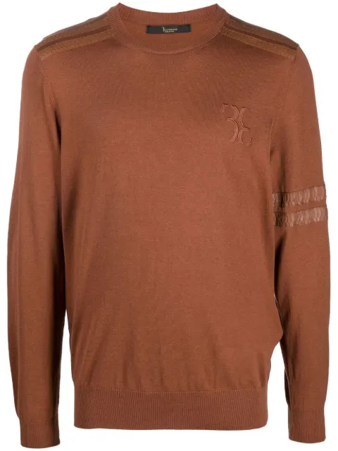 Billionaire snakeskin-effect fine-knit jumper Brown WABCMKO1130PKN002N