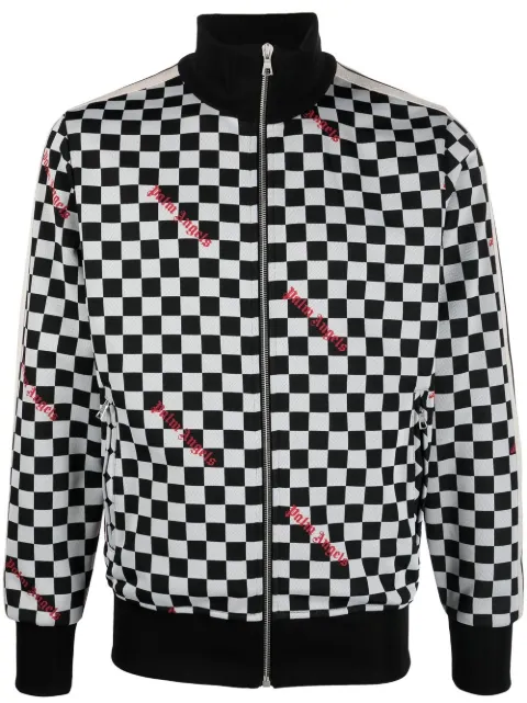 Palm Angels damier-print track jacket Black PMBD001F22FAB0041025