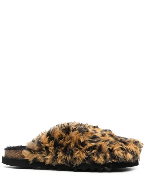 Palm Angels faux-fur slip-on mules Brown PMIJ002F22FAB0026110